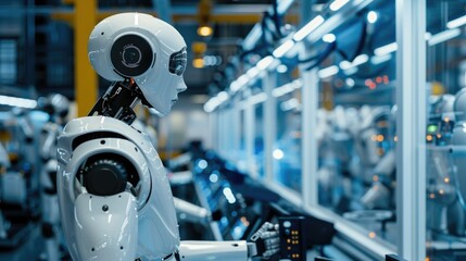 AI manufacturing, robotic assembly, factory automation, industrial robots, smart systems, production line, technology, efficiency, engineering