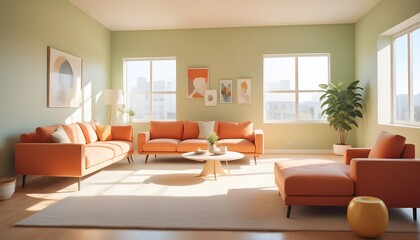 Photo interior modern design room 3D illustration