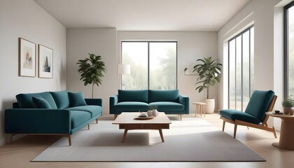 Photo interior modern design room 3D illustration