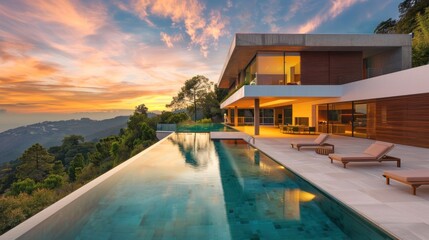 Fototapeta premium A house with a modern pool.