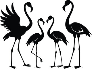 flamingo black vector silhouette