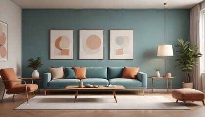 Photo interior modern design room 3D illustration