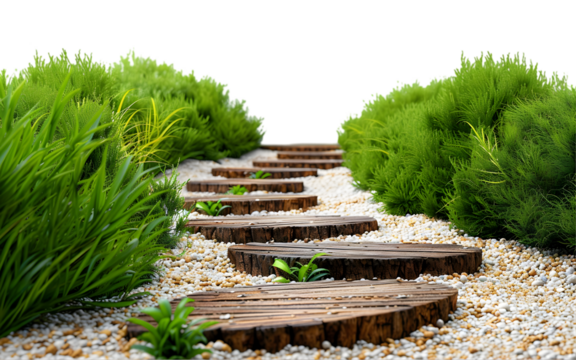 Pathway through nature on transparent background