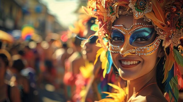 a beautiful Filipino woman in costume for the Masskara festival in Bacolod