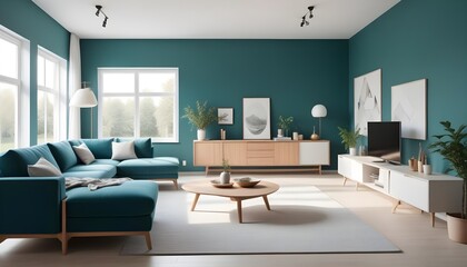 Fototapeta premium Photo interior modern design room 3D illustration