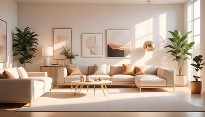 Photo interior modern design room 3D illustration