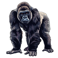 Fototapeta premium Clipart illustration of gorilla on a white background. Suitable for crafting and digital design projects.[A-0003]