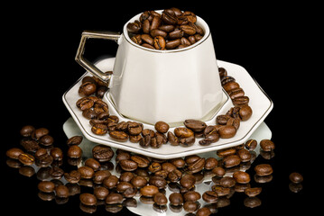 cup of coffee with beans