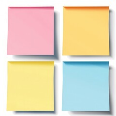 Fototapeta premium Four colorful sticky notes isolated on white background.