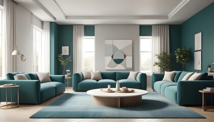 Fototapeta premium Photo interior modern design room 3D illustration