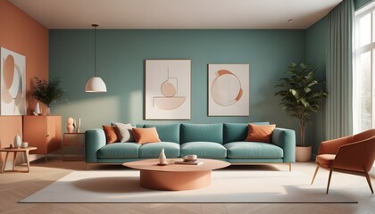 Photo interior modern design room 3D illustration