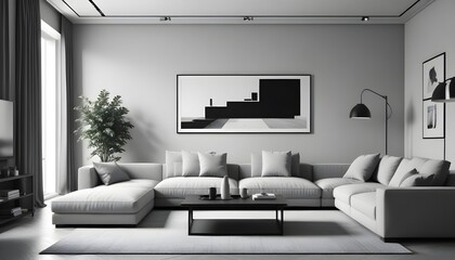 Photo interior modern design room 3D illustration