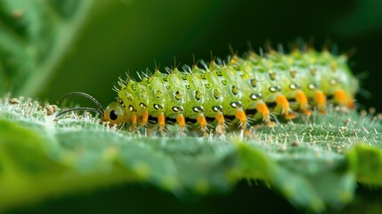 Fototapeta premium Garden Pest Larvae and Leaf Eating Insect Management