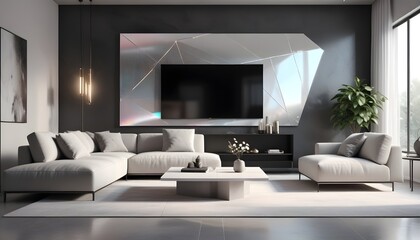 Photo interior modern design room 3D illustration