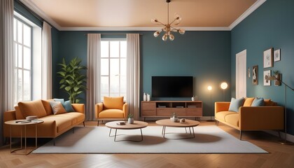 Photo interior modern design room 3D illustration