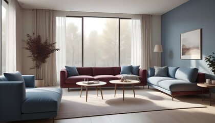 Photo interior modern design room 3D illustration