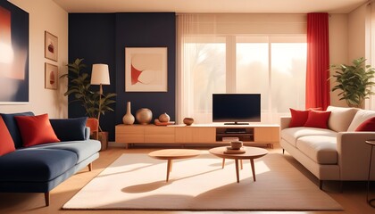 Photo interior modern design room 3D illustration