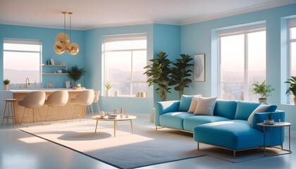 Photo interior modern design room 3D illustration