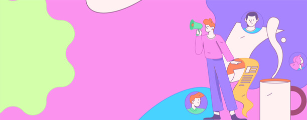 Obraz premium Personnel doing job interview flat vector concept operation hand drawn illustration 