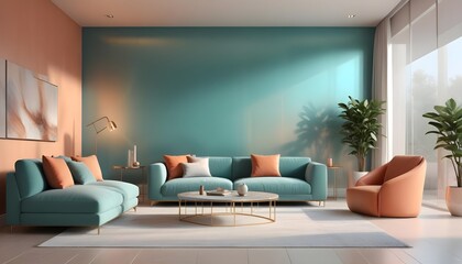 Photo interior modern design room 3D illustration