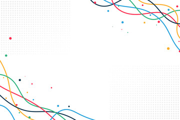 Abstract colorful curved lines and dots vector background