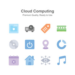 Visually perfect unique icons set of cloud computing in trendy style