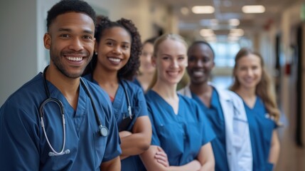 A group of medical professionals are smiling for the camera
