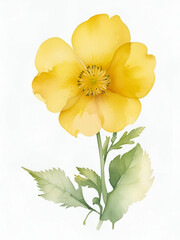 Buttercup flowers watercolor on white background ,yellow flowers