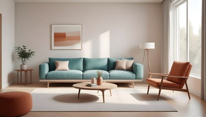 Photo interior modern design room 3D illustration