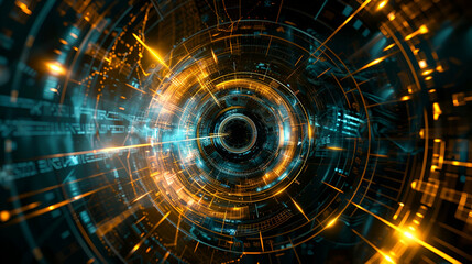 Fototapeta premium Computer generated futuristic tunnel with circle in the middle