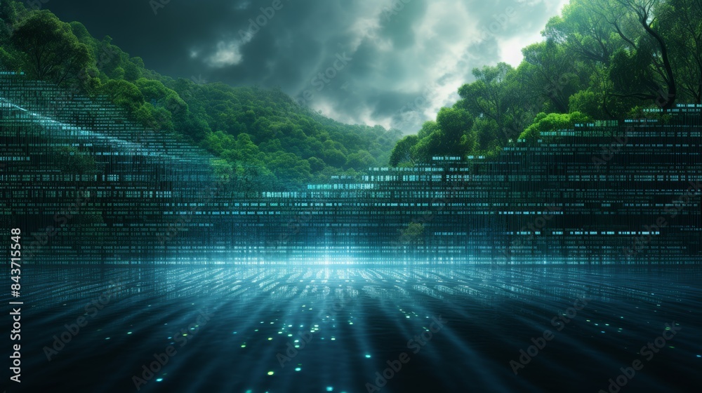 Aufkleber A binary code sequence flowing like a river of data, representing the digital language that powers our world.