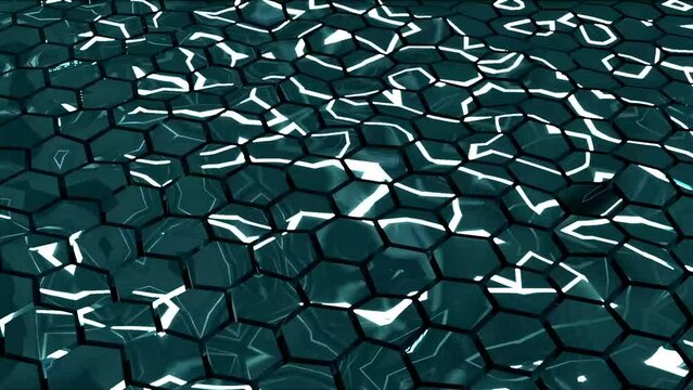 Abstract wavy sea green honeycomb