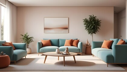 Photo interior modern design room 3D illustration