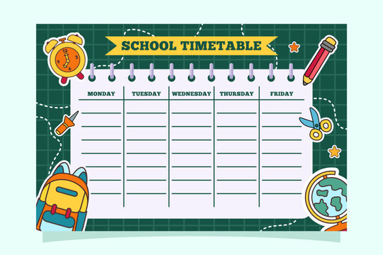 Back to School Time Table Template Vector