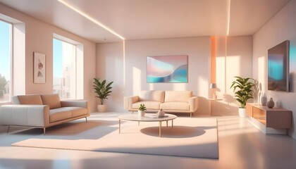 Photo interior modern design room 3D illustration