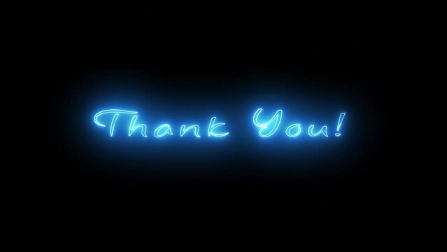 Thank you, welcome, hello, host, take in, received, accept, thanks text animated with neon glowing line on black background