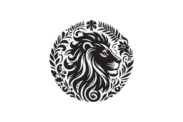 Lion head silhouette vector art illustration
