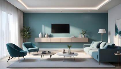Photo interior modern design room 3D illustration