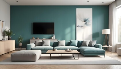 Photo interior modern design room 3D illustration