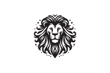 Lion head silhouette vector art illustration