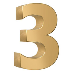 Fototapeta premium Gold 3D Number 3