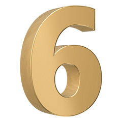 Gold 3D Number 6