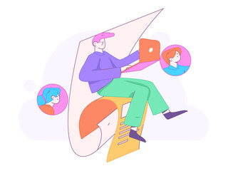 Personnel doing job interview flat vector concept operation hand drawn illustration
