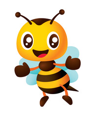 Cartoon cute honey bee open arm welcoming hand gesture character illustration
