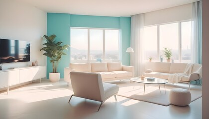Photo interior modern design room 3D illustration