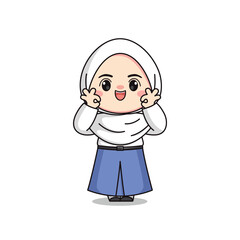 indonesian senior high school student cute hijab girl character