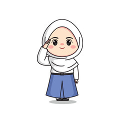 indonesian senior high school student cute hijab girl character