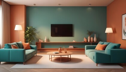 Photo interior modern design room 3D illustration