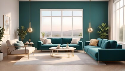 Photo interior modern design room 3D illustration