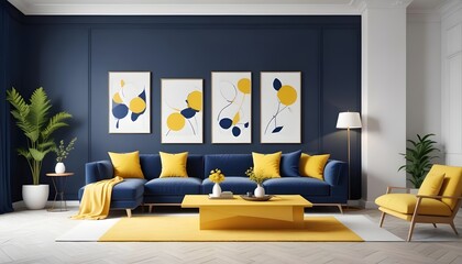 Photo interior modern design room 3D illustration